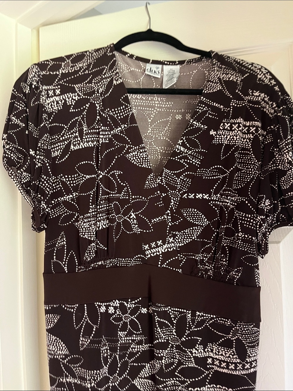 Duo Maternity Brown Midi Dress with soft White Floral Print 2X